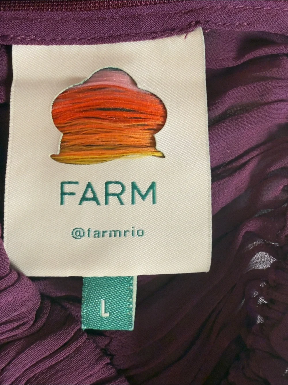 FARM Rio Plum Purple Ruffled Smocked Peasant Blouse